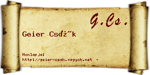 Geier Csák névjegykártya